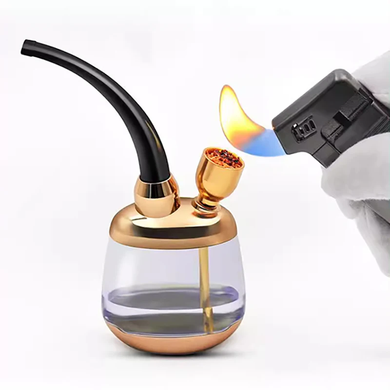 

High Quality Business Portable Water Smoking pipe with Bent Type Handmade Smoking Accessories Glass Hookah Cigarette Filter