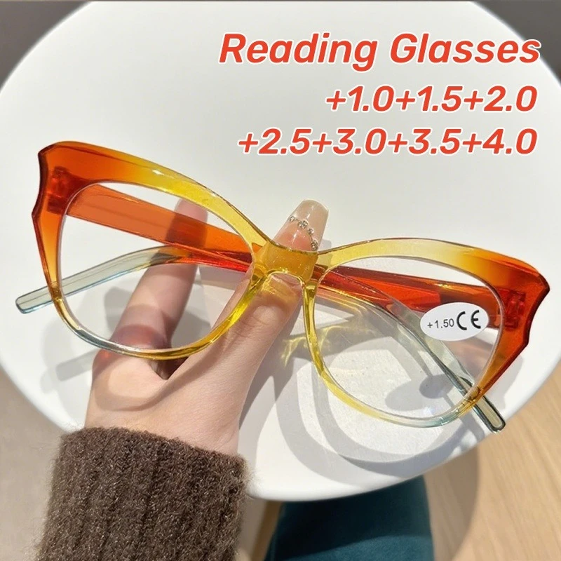 

Colourful Large-frame Cat-eye Presbyopia Glasses Fashionable Blue Light-blocking Reading Glasses for Women Eye Protection
