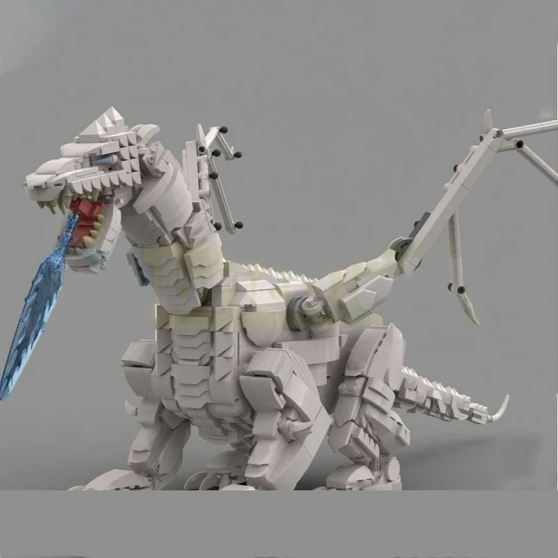 1780 ชิ้น MOC ปราสาทมังกรขาวแห่งความเย็น/น้ำแข็ง ตัวต่อบล็อกของขวัญคริสต์มาส รุ่นพิเศษสำหรับนักสะสม ออกแบบมาเพื่อการจัดแสดง