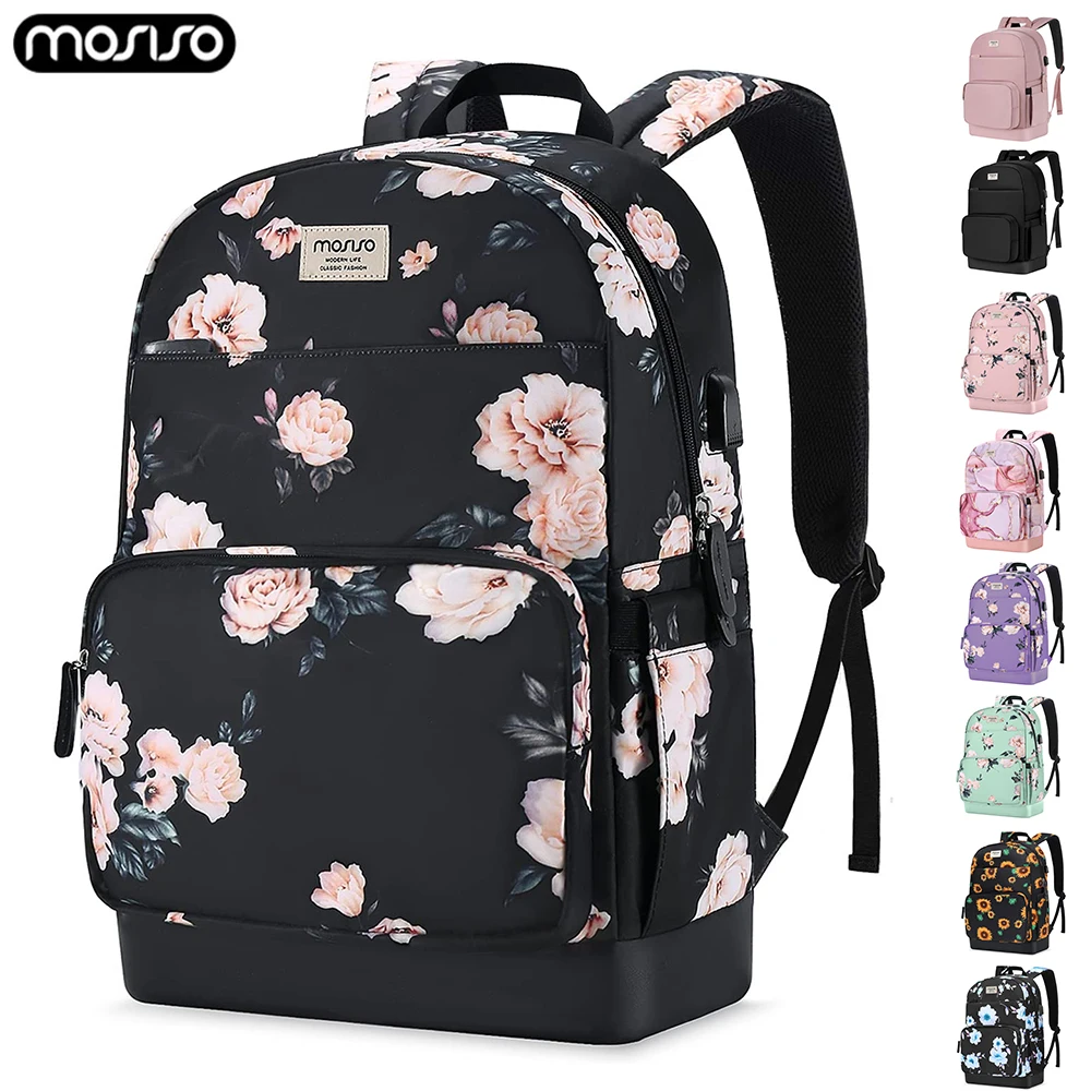 Mosiso Laptop Backpack Women's Backpack for Girls Large School Book Bag College Backpack Travel Backpacks Women Laptop Bag