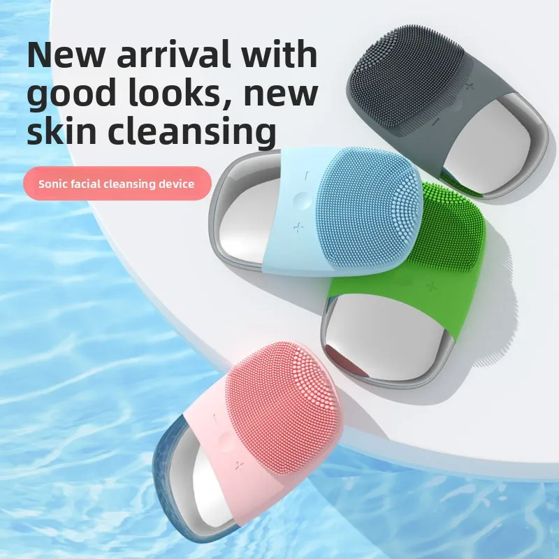 New Square Rechargeable Silicone Facial Cleanser, Electric Ultrasonic Facial Introduction, Massage Beauty