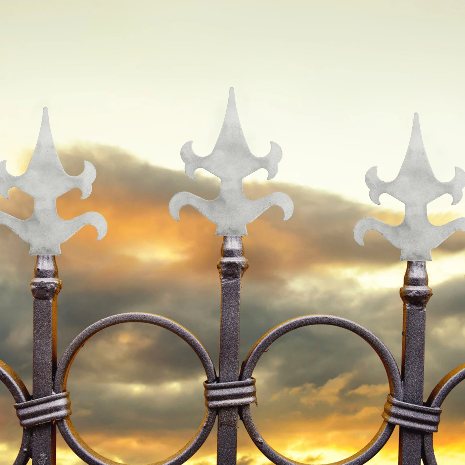 

2 Pcs Iron Flower Door Accessories Fence Heads Post Finials Decor Accessory