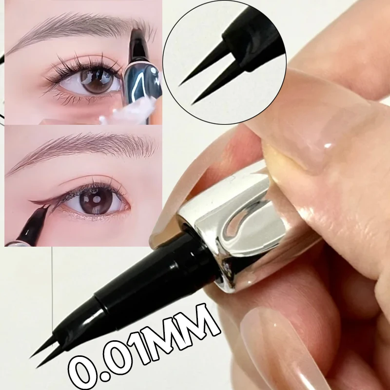 Ultra-fine 2 Points Eyebrow Pencil Lasting Easy To Grips Eyebrow Tattoo Waterproof Liquid Lying Silkworm Brow Pen Korean Makeup