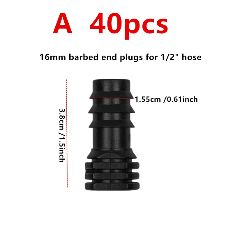 40-42pcs Greenhouse PE Pipe 16mm 1/2inch Barb Tee Straight Elbow Plug Irrigation Pipe Fitting Micro Spray Irrigation Accessories