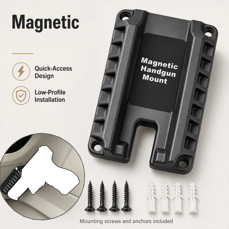 Tactical  Handgun Mount Concealed Gun Magnet  Holder Quick Draw Gun Rack for Family/Market/Car/Defened GunMagnetic Flat Top