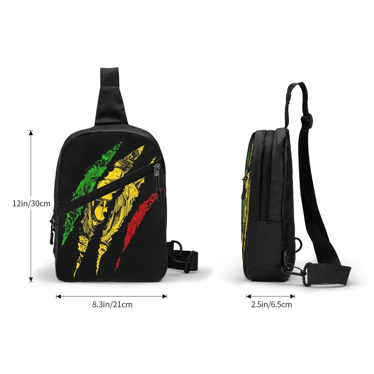 Warrior Lion Of Judah King Rasta Reggae Jamaica Roots Sling Chest Bag Crossbody Shoulder Backpack for Men Travel Hiking Daypack