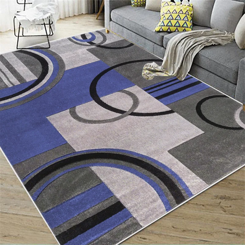 Modern Abstract Black White Gray Pattern Print Flannel Area Rug Geometric Design Soft Comfortable Floor Mat For Living Room