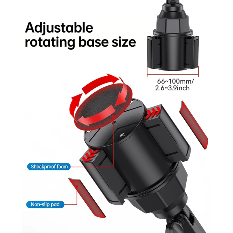 Car Cup Holder Phone mounts for 2 Devices Rotates Base Double Head Car Mount Suitable for 4 7.2 Inch Phones