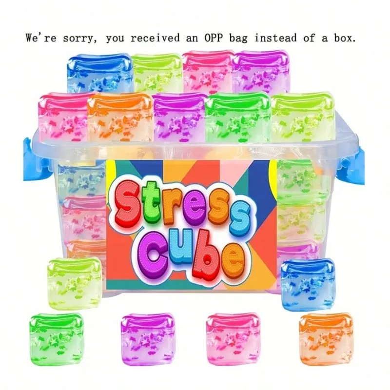 HefengCL Snowflake Ice Cube TPR Squeeze Toy Set Malt Sugar Soft Assorted Colors Fidget Toy Stress Relief Gift For Kids Party Cla