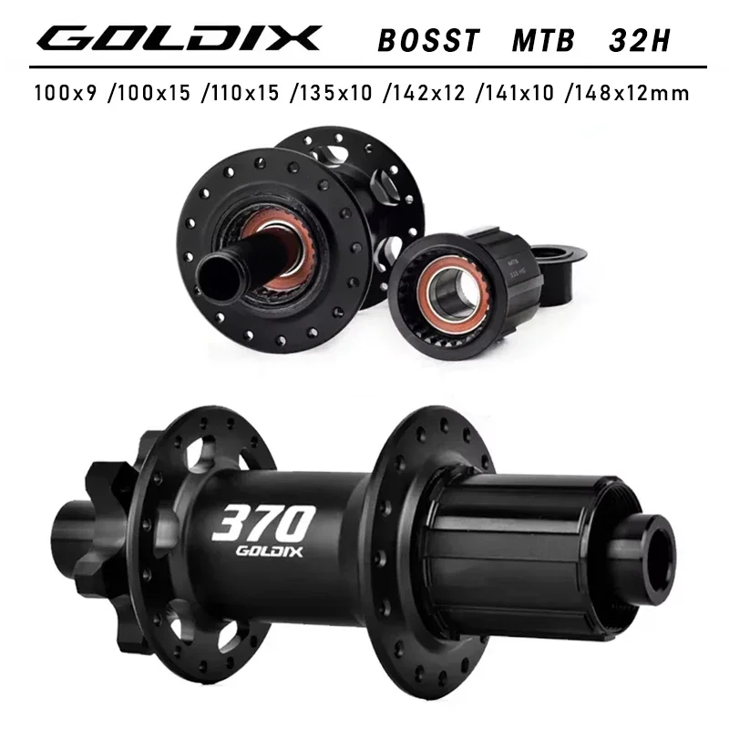 GOLDIX M370 Mountain Bike Hub 36T Ratchet Bicycle Hubs 32Hole J-Bend Spoke 6-Bolt Disc Brake 4pcs Seal Bearing HG/MS/XD Hub Body