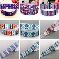 DHK 7/8'' 5yards Tribal Aztec Folk-custom Printed Grosgrain Ribbon Accessories Material Decoration DIY Sewing Craft C2018