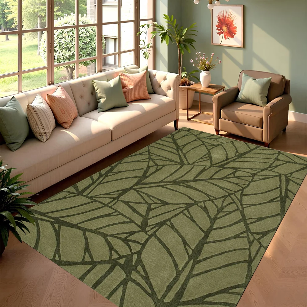 Minimalistischer Teppich mit Pflanzenader, Blattmuster, Teppich, weiche Bodenmatte für Wohnzimmer, Schlafzimmer, Heimdekoration, Schlafzimmer-Dekoration