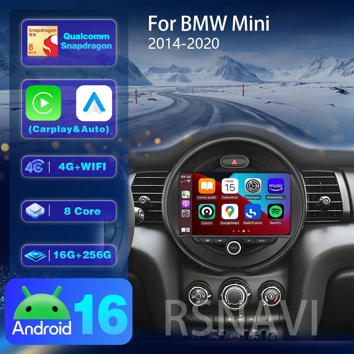 Android 16 For BMW MINI Cooper F54 F55 F56 F60 2015 - 2019 Carplay Auto Car Radio Multimedia Player Wireless Ships in 24 hours