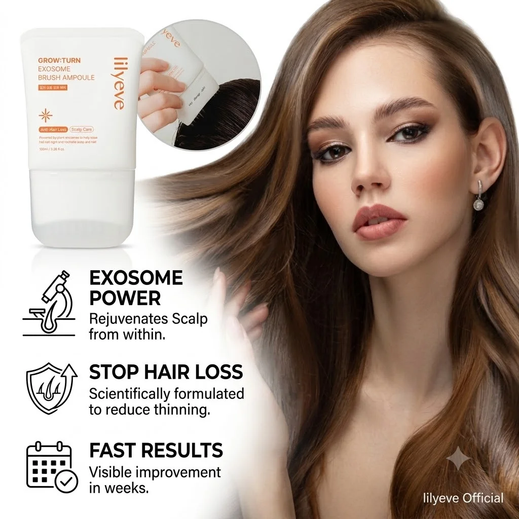 Lilyeve Growturn Exosome Brush Ampoule 100ml Anti Hair Loss Scalp Serum Nourishing Hair Growth Essence for All Scalp Types