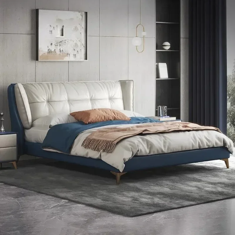 Hong Kong style light luxury leather bed modern simplicity
