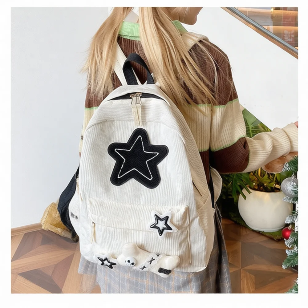 Fashion Star Print Schoolbag Women Japanese College Style Backpack Practical Travel Rucksack Laptop Daypack For Teens
