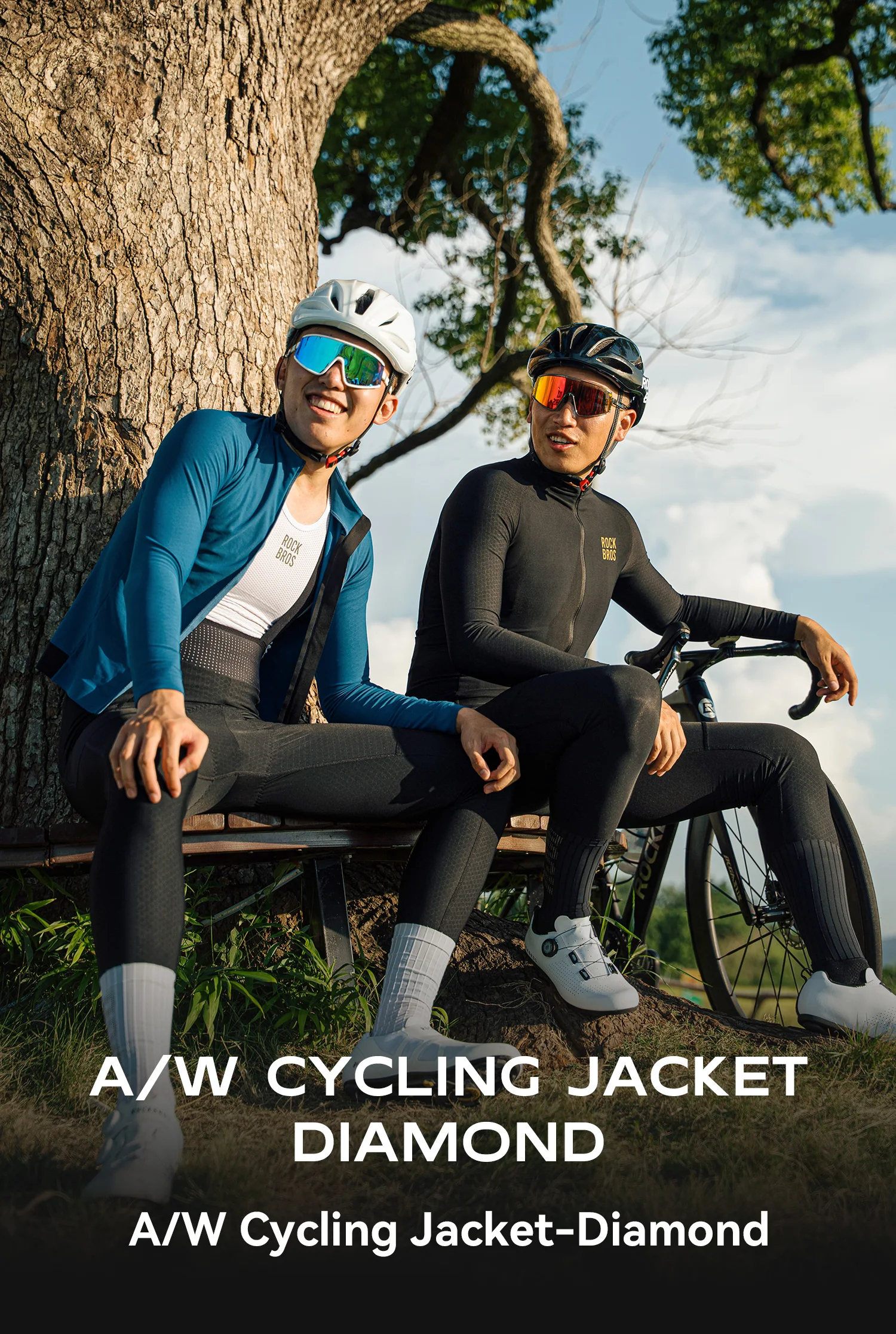 ROCKBROS Winter-Radtrikot für Herren, hochelastisches Diamant-Thermo-Fleece-Fahrradjacke, rutschfest, bequeme Fahrradbekleidung – Detail 1