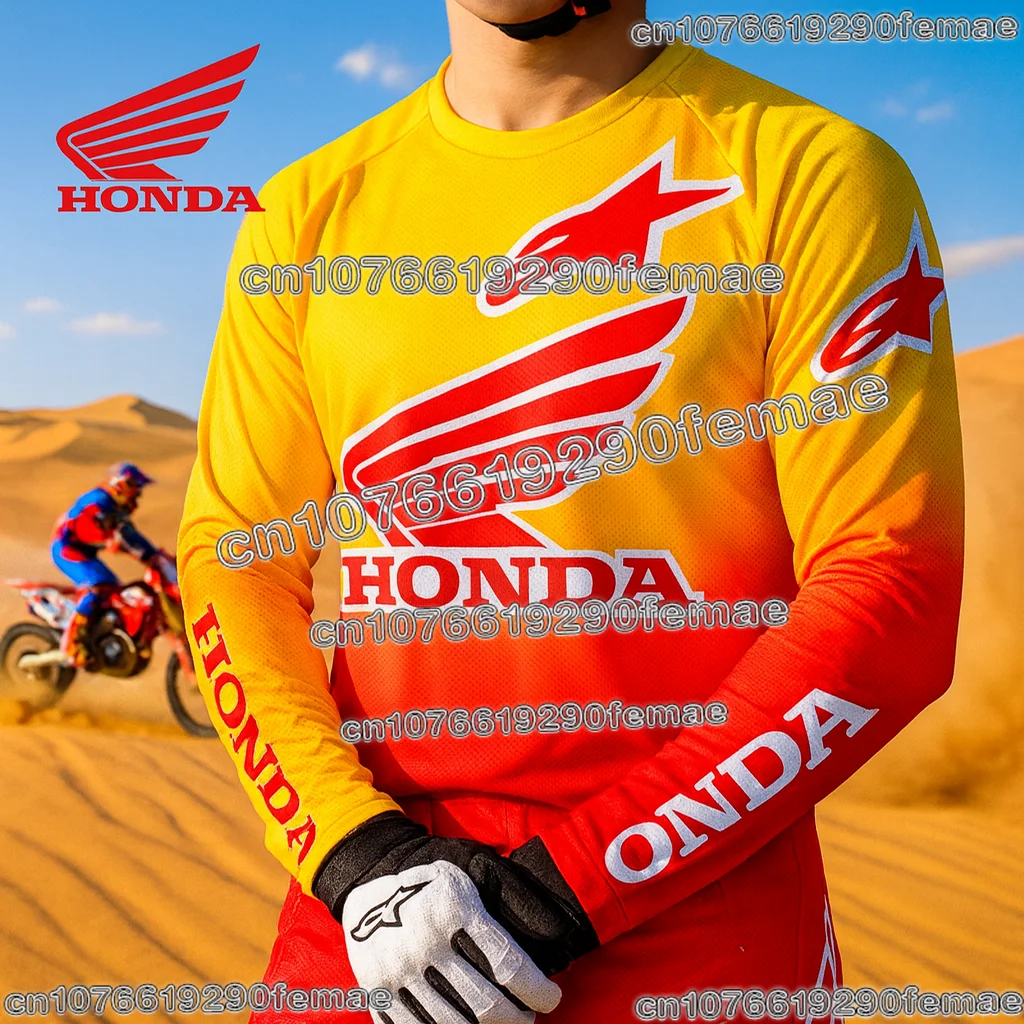 قميص ركوب مريح بأكمام طويلة من Honda للدراجات النارية سريع الجفاف وجيد التهوية لعشاق السباق الجبلي للدراجات الترابية