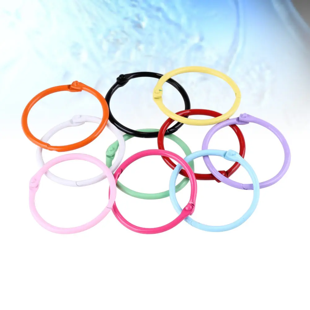 24Pcs Assorted Color Loose Leaf Rings Metal Book Clips Keychains for Scrapbooking Paper Photo Organization DIY