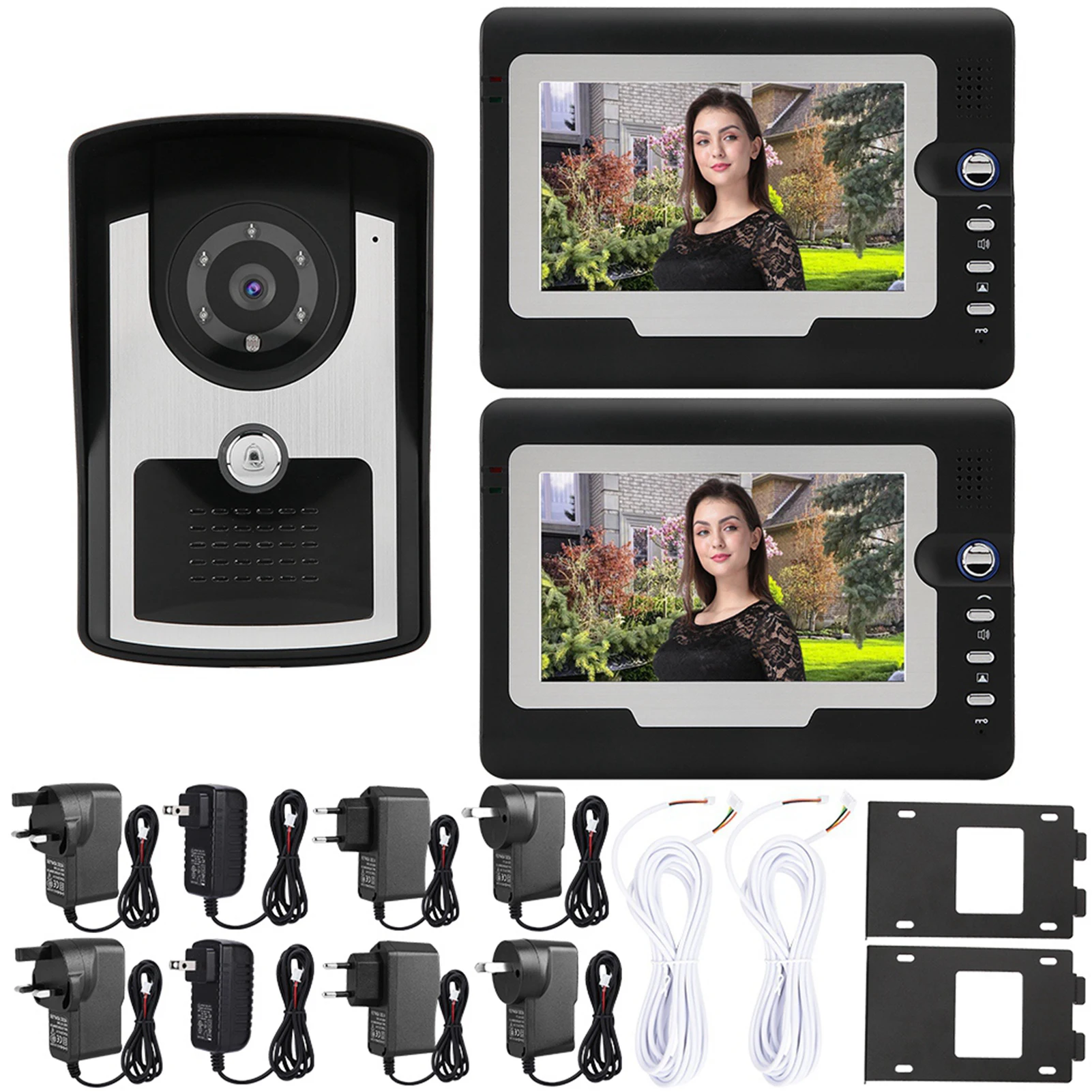 7 "LCD Video Tür Telefon Wired Intercom Türklingel Kit Home Entry System 1V2 SY810 Türklingel Kit Tür Video telefon Intercom Türklingel