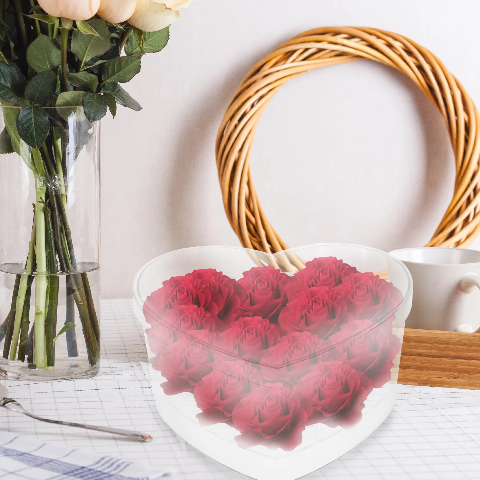 

Heart -shaped Decorative Box Items Wedding Favor Boxes Girl Flower Acrylic Valentines Day Birthday Rose Container Mother