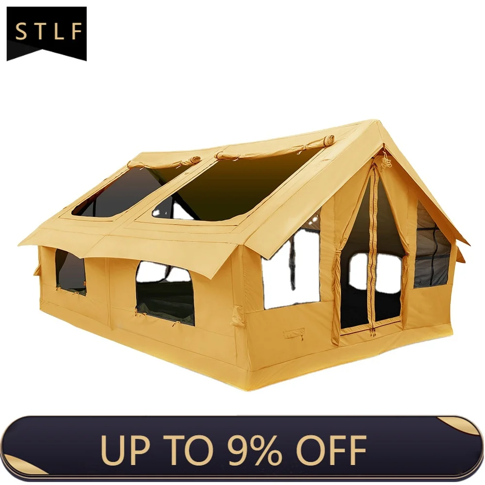 

Inflatable Tent 4-8 Person 4-Season with Stove Jack Waterproof Oxford Fabric Easy Setup Luxury Glamping Tent with Carry Bag