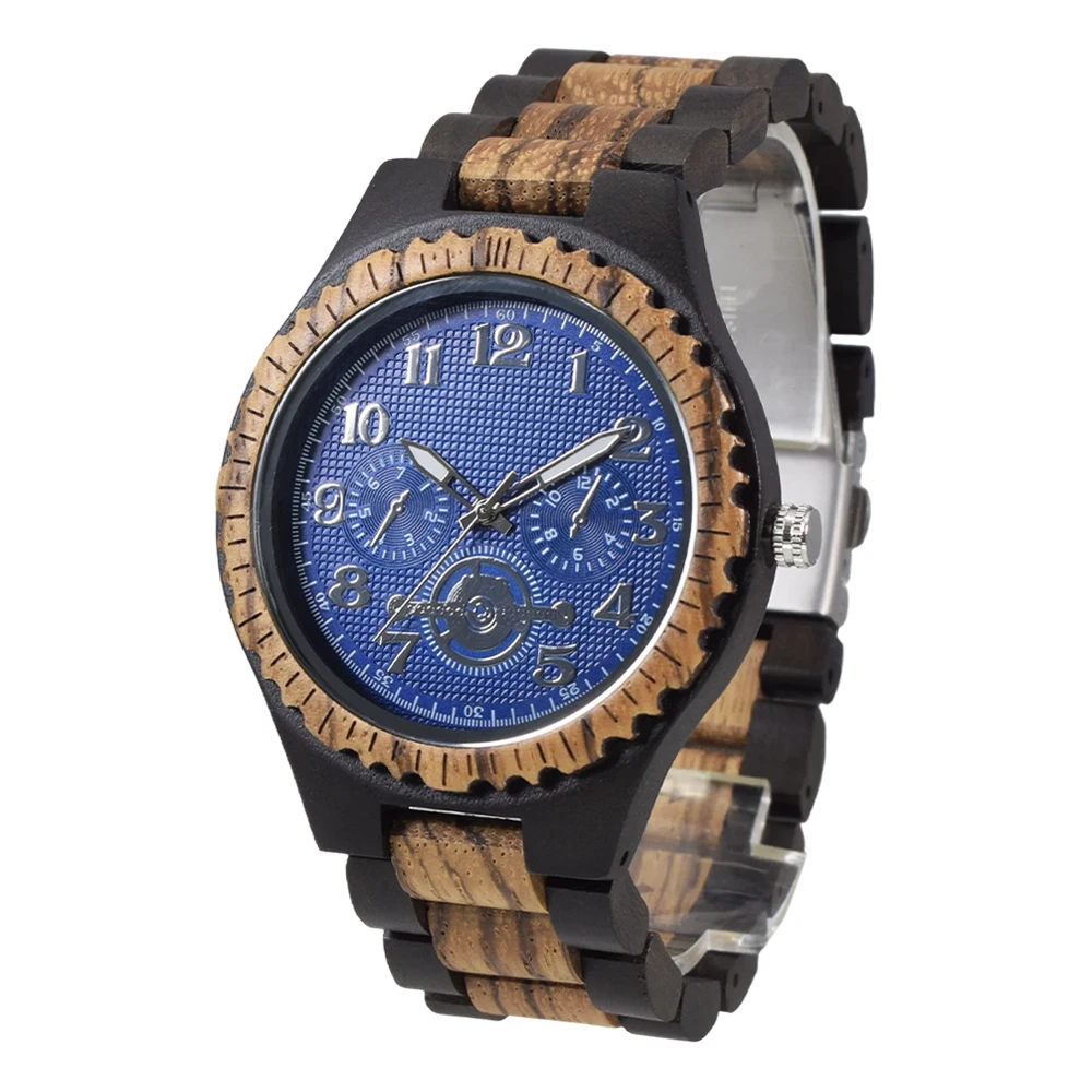 Mens Lightweight Unique Wood Watch Uwood Series Handmade Sandalwood Analog Quartz Vintage Roman Number Natural Wooden Wristwatch