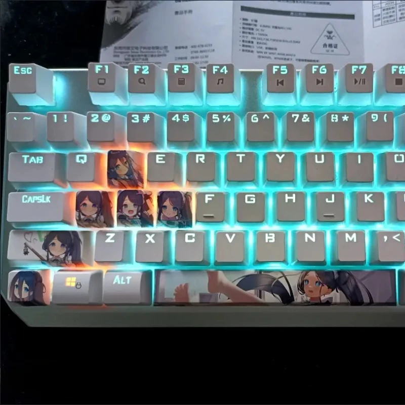 Custom Blue Archive Keycaps 4 Keys Combination PBT Sublimation Cartoon Animation Cherry Profile Mechanical Keyboard Accessories