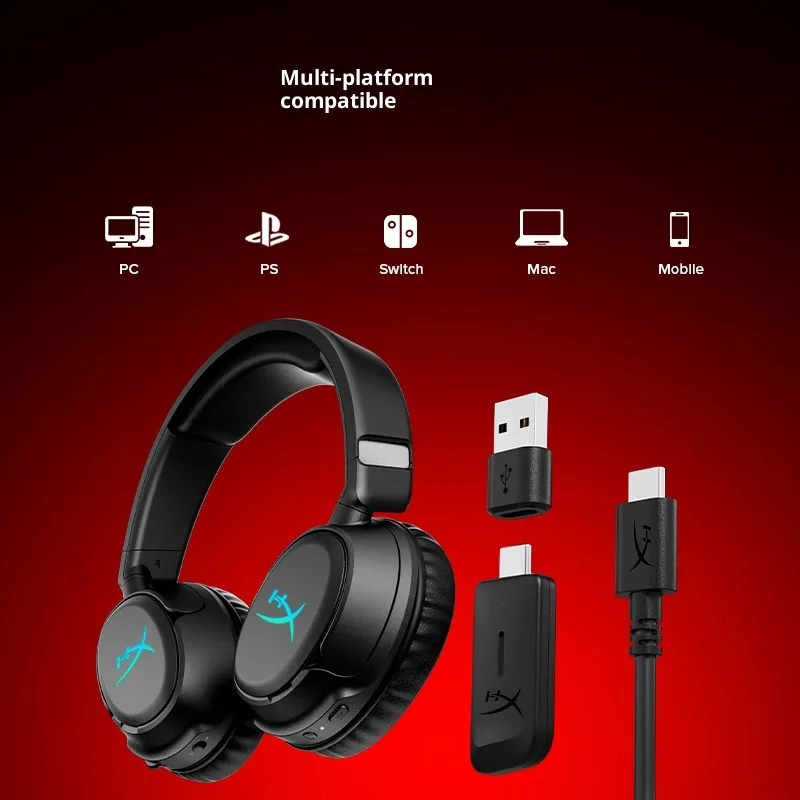 سماعات رأس HYPERX Cloud Flight 2 اللاسلكية 2.4G Bluetooth5.3 50mm سماعة رأس ديناميكية للألعاب مع ميكروفون قابل للفصل هدية