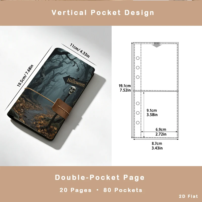 Halloween Skull Forest Sign Print Instant Photo Album 20 Pages 80 Vertical Pockets Party Halloween For Gothic Holiday Gift