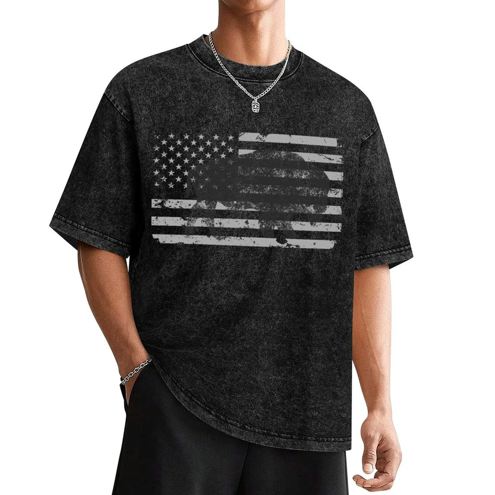

Charcoal Buffalo Distressed Gray Flag T-Shirt designer shirts sweat custom t shirt mens graphic t-shirts hip hop