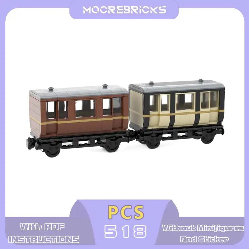 

MOC 8 Wide Small Passenger Car Building Blocks Retro Vintage Train Short Railway Carriage Model Bricks DIY Toys Adult Gift