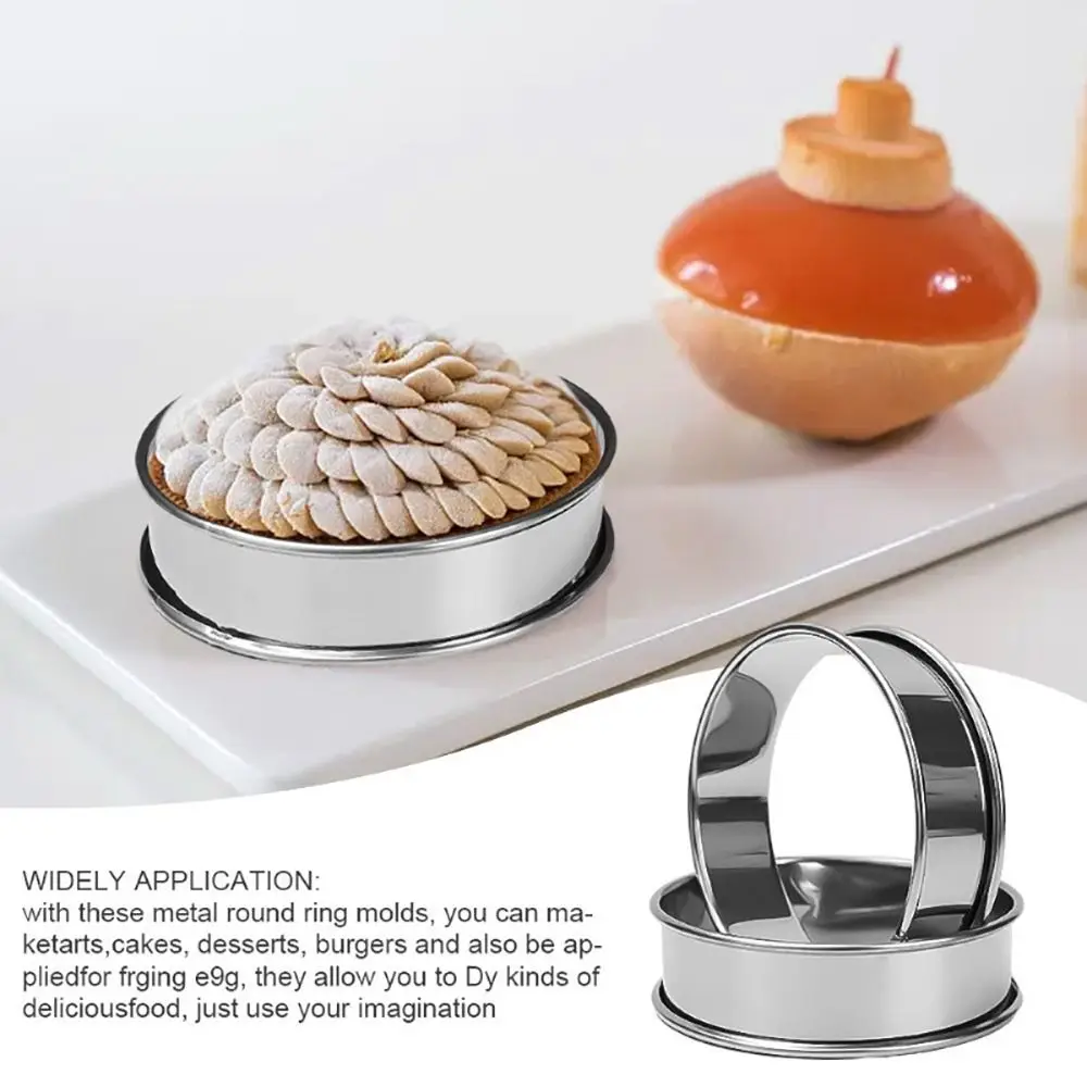 1 Stuks Rvs Muffin Taart Ringen Voor Voedsel Maken Keuken Accessoire Dubbelgerolde Taart Ring Fruit Pie Cake Cookie 8/9/10 Cm