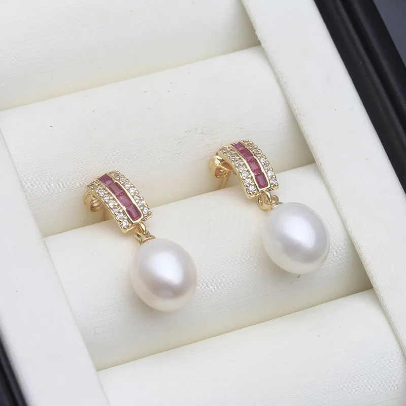 

Freshwater Silver 925 Wedding Pearl Earrings Woman,Vintage Natural Pearl Earrings Jewelry Wife Girl Birthday Gift White Pink