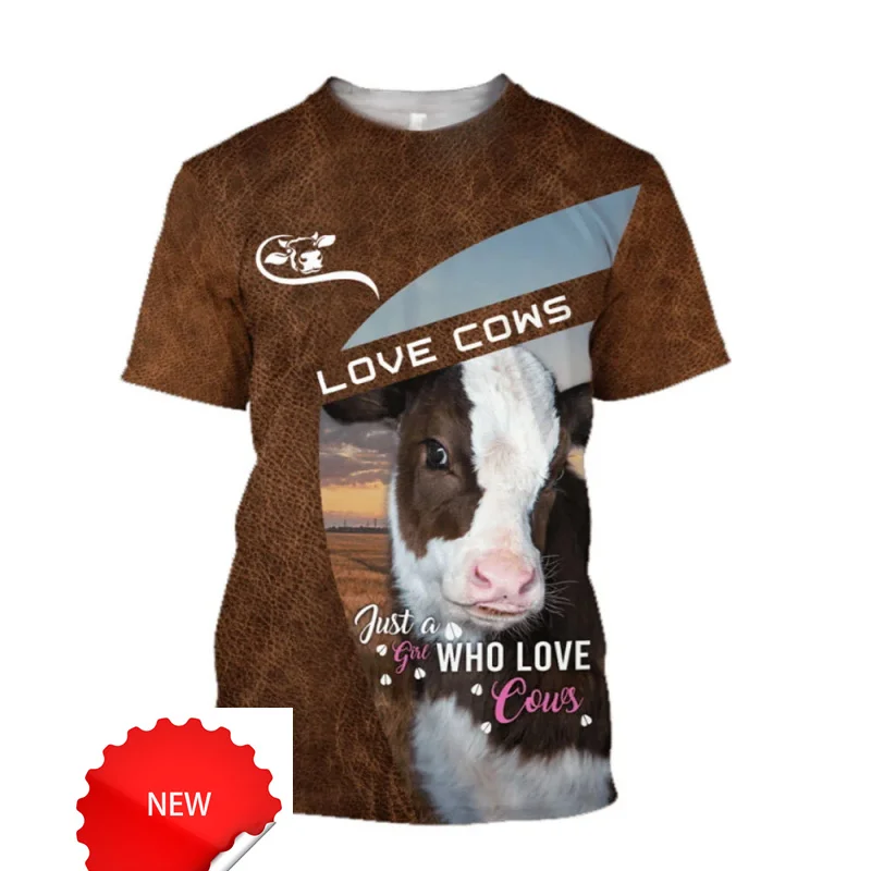3D Print Animal Cow T-Shirts For Men Summer Short Sleeve Crew Neck Funny Cow Tee Shirt New In Men's Tee Shirts Tops