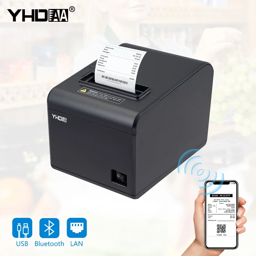 2026 YHDAA New Model POS Receipt Printer Thermal 80mm Invoice Receipt Printing 80mm Desktop Thermal Receipt Printer