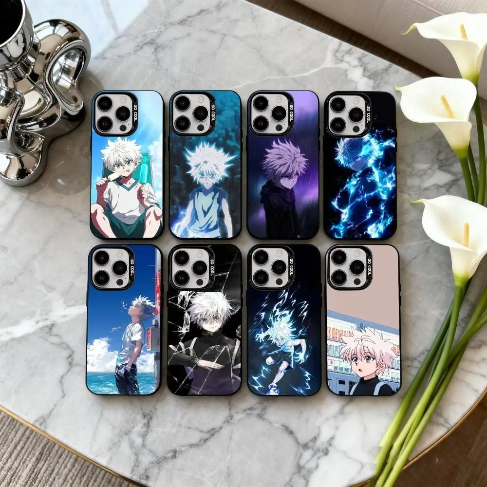 

K-Killua Z-Zoldyck H-Hunter X Hunter Phone Case For iPhone17,16,15,14,13,12,11 Plus,Pro Max Black Candy silver phone case