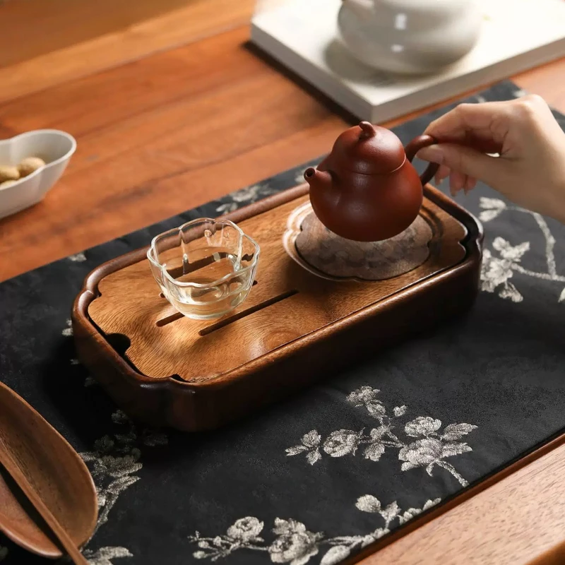 Chinese Decorative Tea Tray Serving Wooden Luxury Ceremony Valet Drainage Tea Tray Irregular Hospitality Plateau Home Products