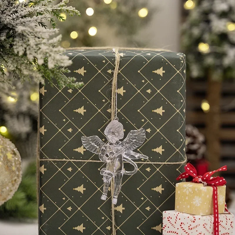 زينة معلقة لشجرة عيد الميلاد ، قلادة ملاك شفافة ، كريستال أكريليك ، شفافة بأجنحة ، ديكور عيد الميلاد ، تقليد ، شتاء