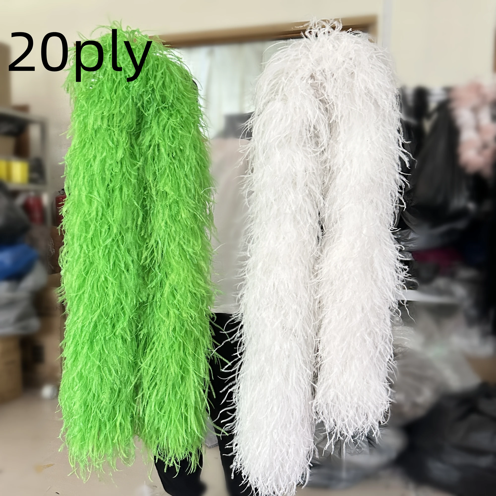 

2Meter White Ostrich Feathers Boa 20ly Thick Ostrich Boa for Customized Party Dress skirts Clothing Plumas Scarf Feather Shawl