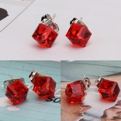 Luxury Classic Crystal Stone Stud Earrings Simple Water Cube Crystal Earrings For Women Female Wedding Party Jewelry Gifts