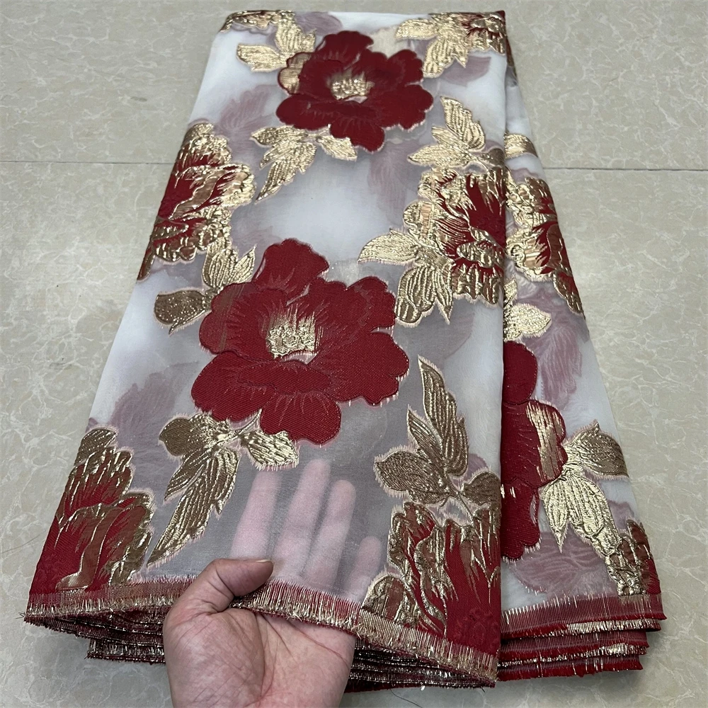 2026 Hochwertiger afrikanischer nigerianischer Tüll-Spitzenstoff, Organza-Stickerei, Guipure, Partykleid, Jacquard, Hochzeitskleid, 5 Yards YXZ119