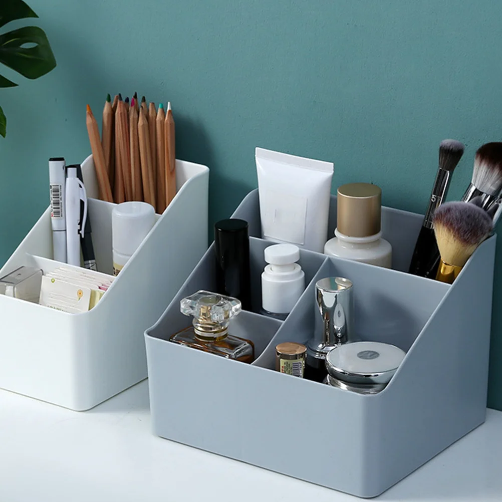 

2pcs Storage Box 3-Grids Pink 4-Grids Dusty Blue Clear Toiletry Organizer For Makeup Accessories Jewelry Container