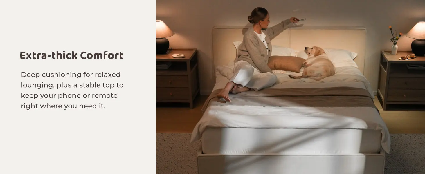 6 inch thickness extra-wide foam headboard with cloud-comfort softness