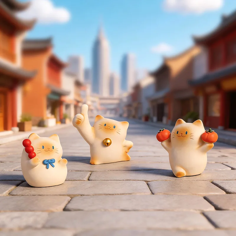 6-Piece Mini Cat Cute Accessories Set, Funny Rearview Mirror and Dashboard Decor, Resin Ornament, Car and Indoor Decoration