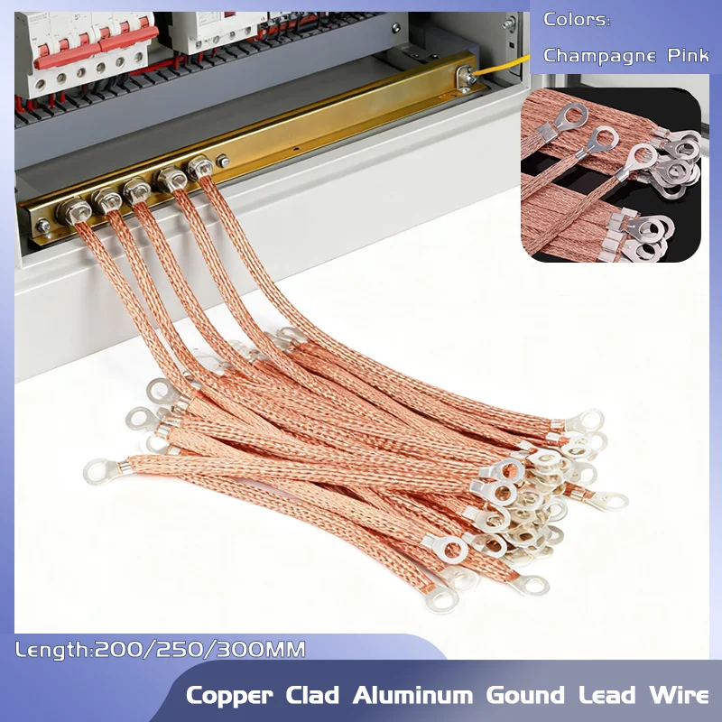 Flexible Tinned Copper Braided Jumper Straps for Cable Tray Cabinet Door Grounding Electrical Bonding Connection 200 250 300mm