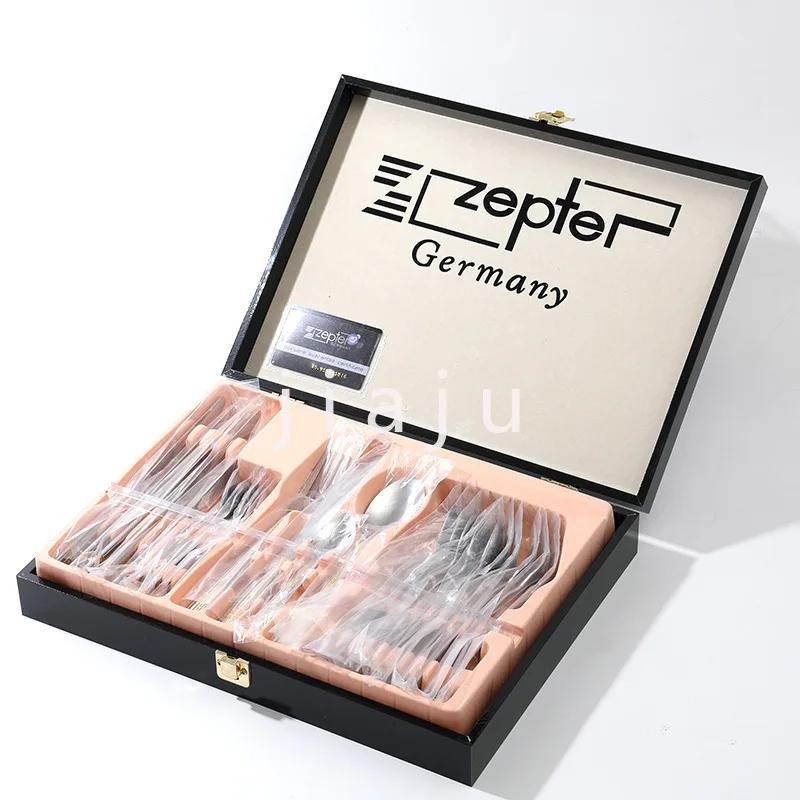 24Pcs cultery set 24-piece zepter knife, fork and spoon set 410 material, gift box packaging