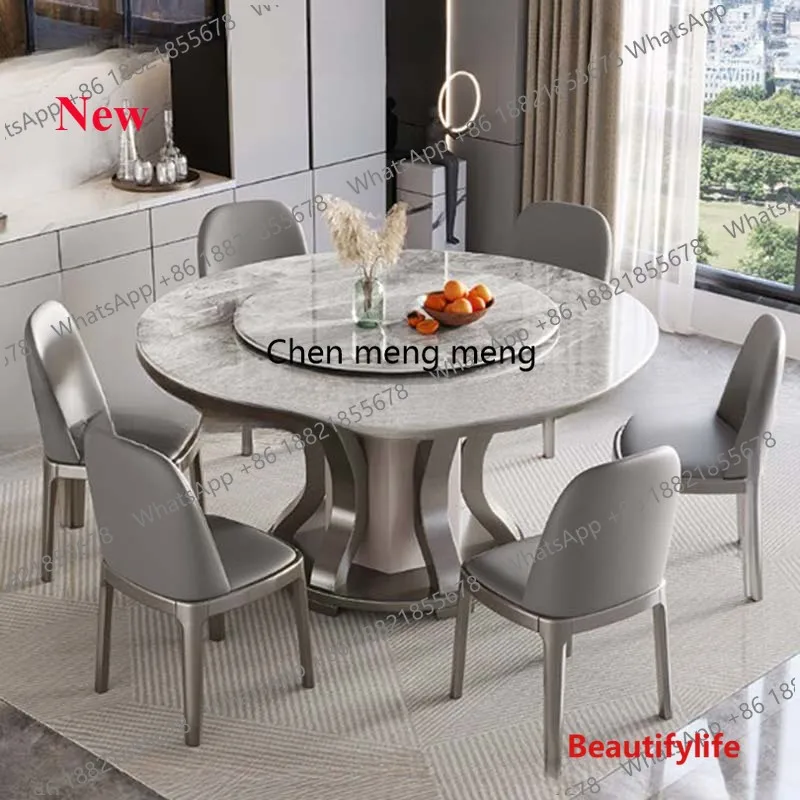 a17 Juego de Mesa de Comedor Redonda Estética, Mesa de Comedor de Diseño Moderno y Lujoso para Sala de Estar, Mesa de Comedor Nórdica de Lujo, Muebles de Moda