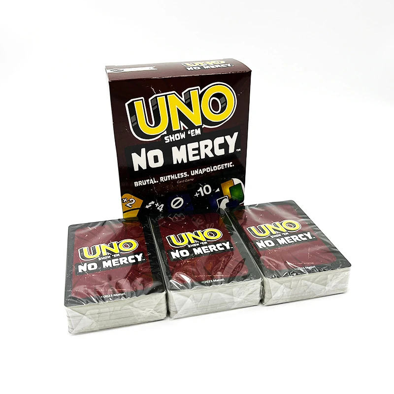 Mattel Games UNO No Mercy Card Game for Kids, Adults & Family Parties and Travel With Extra Cards, Special Rules and To