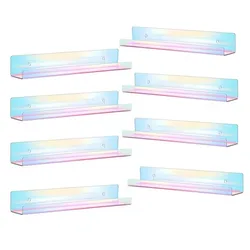 2PCS Acrylic Storage Rack Vinyl Record Display Stand Holder Wall Mounted Floating Book Shelves Kitchen Bathroom Organizer Shelf